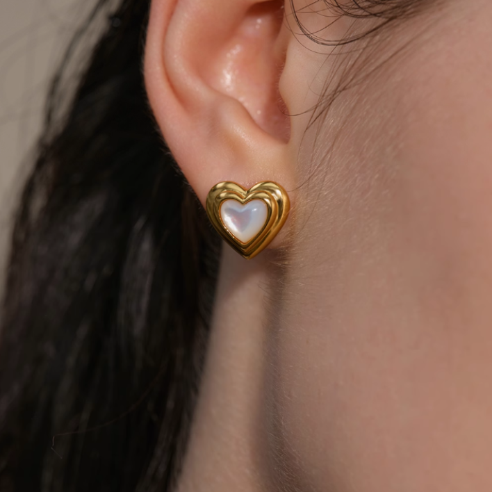 NUCVO Heart Ear Studs Earrings - Pair