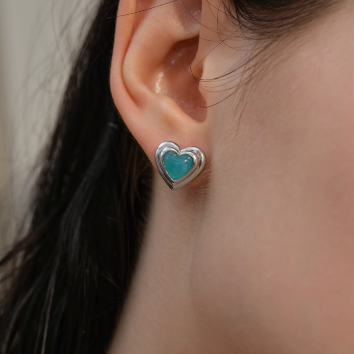 NUCVO Heart Ear Studs Earrings - Pair