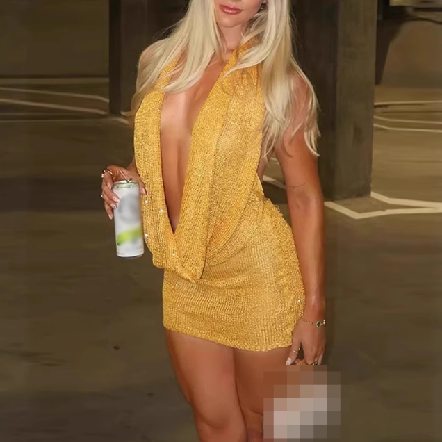 NUDLG Deep V Mini Dress