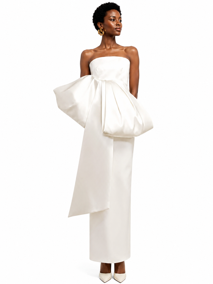 NUDSA Bow Tube Evening Dress Gown