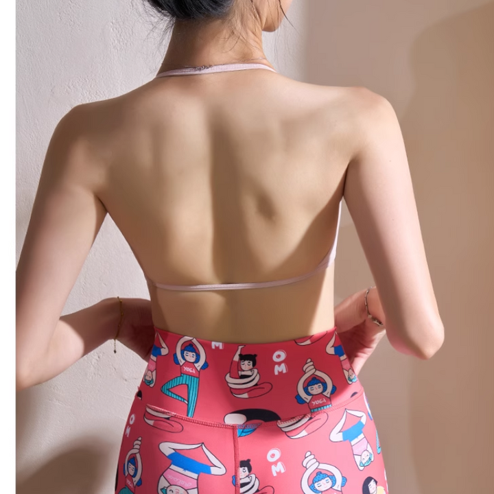 NUSAV Yoga Pilates Backless Fitted Sports Bra