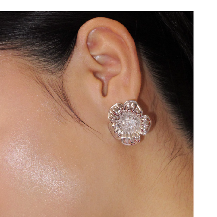 NUSVI Diamante Flower Ear Studs Earrings - Pair