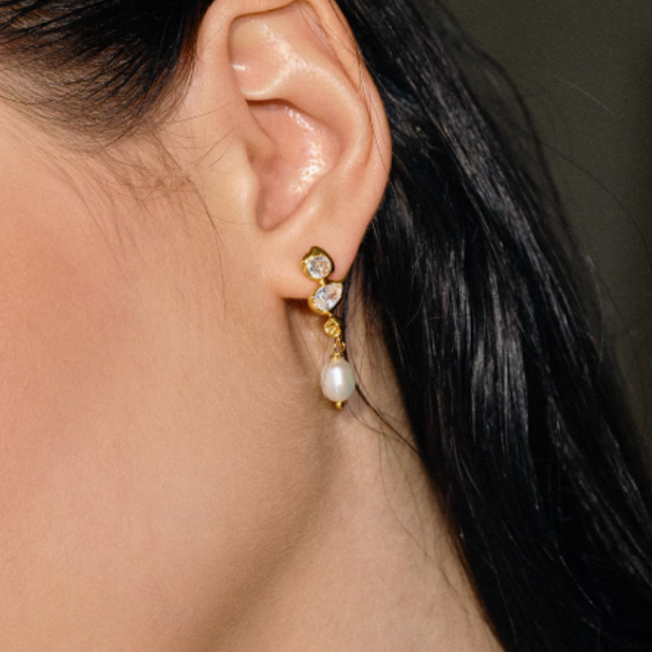 NUTCE Diamante And Pearl Earrings - Pair