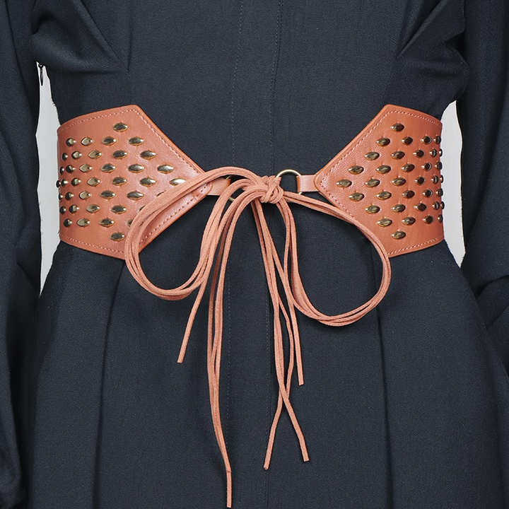 NUVCA Studded Lace Up Girdle Belt