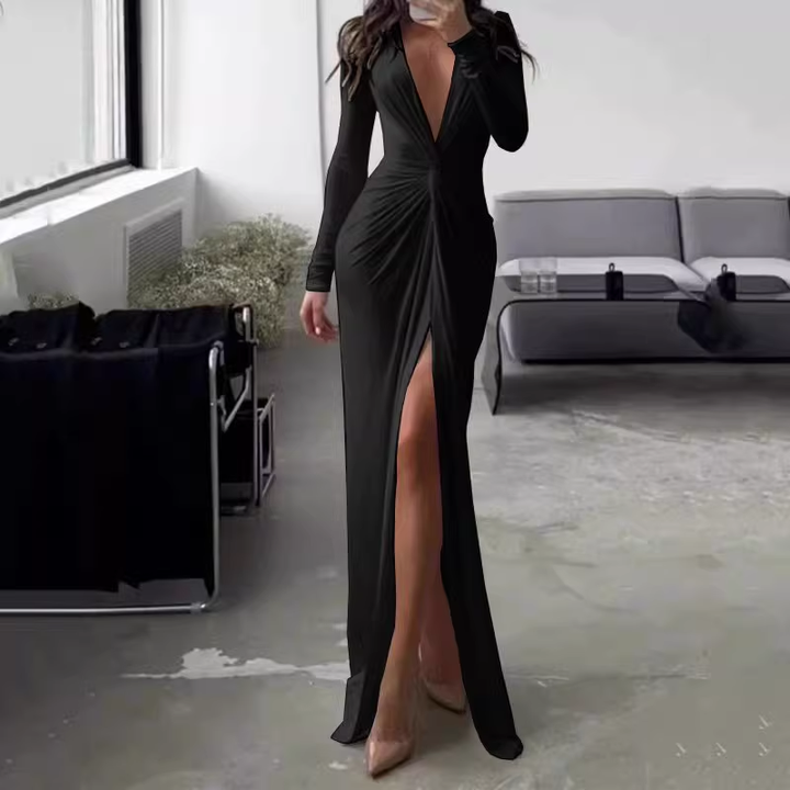 NVOHA Deep V Slip Evening Dress Gown