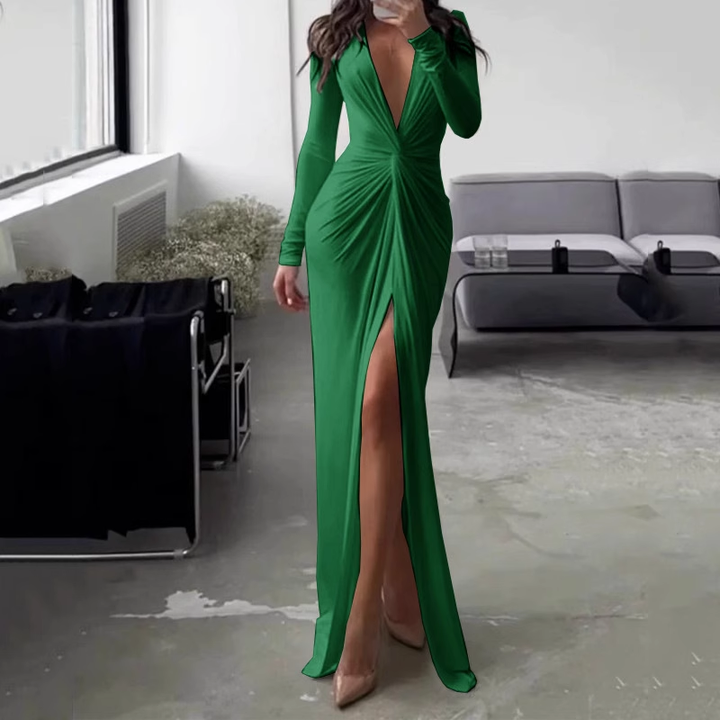 NVOHA Deep V Slip Evening Dress Gown