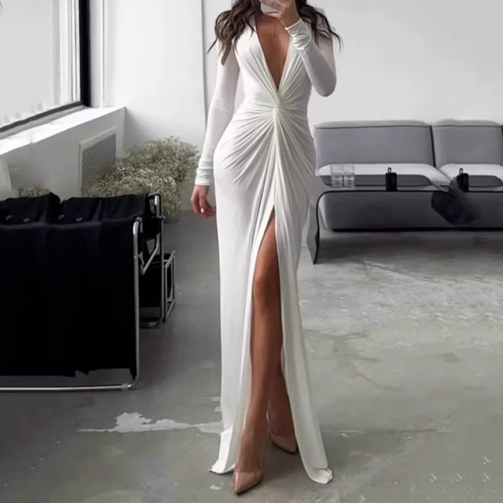 NVOHA Deep V Slip Evening Dress Gown