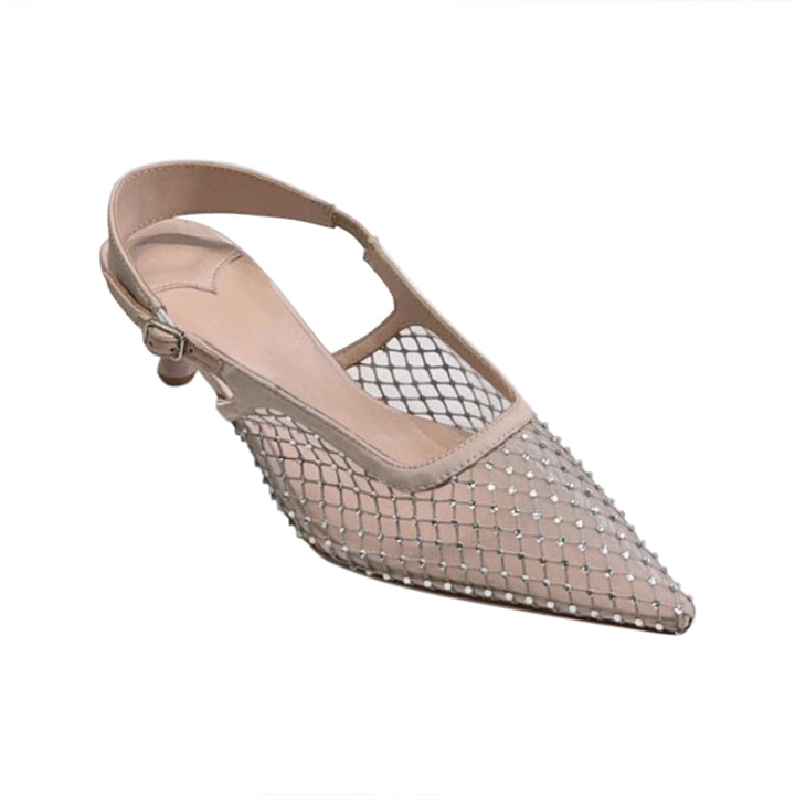 PELOB Diamante Kitten Heel Sandals