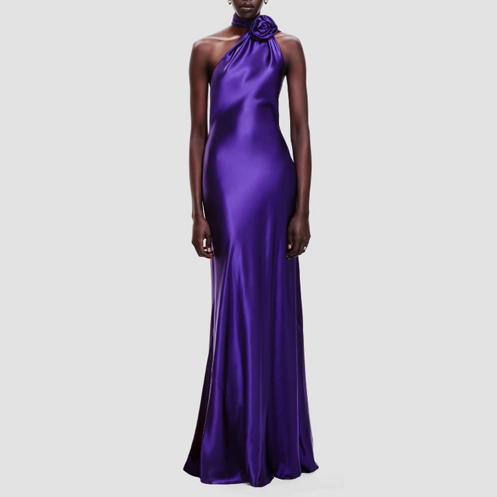 PEURA Flower Embellished Maxi Evening Dress Gown