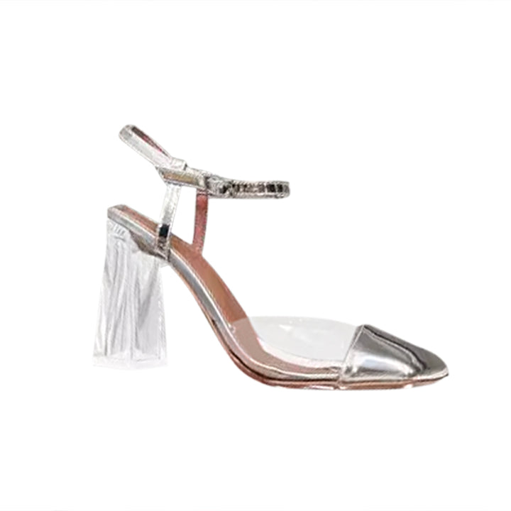 POARD Ankle Strap Transparent Heel Naked Sandals