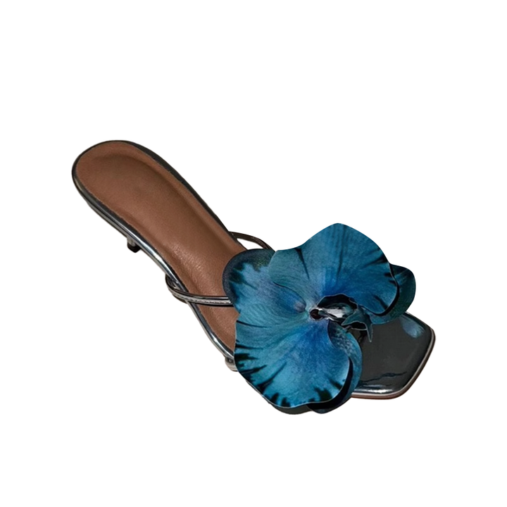 PIVTE Flower Kitten Heel Mules Sandals