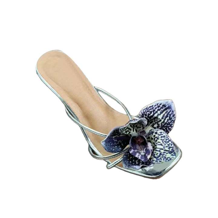 PIVTE Flower Kitten Heel Mules Sandals