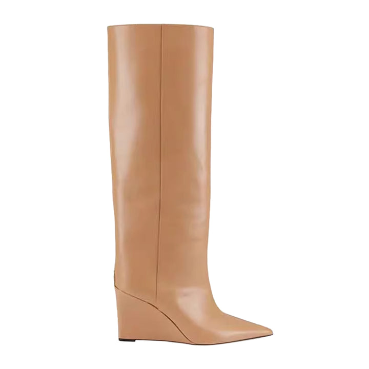 PUCEY Wedged Heel Knee High Boots