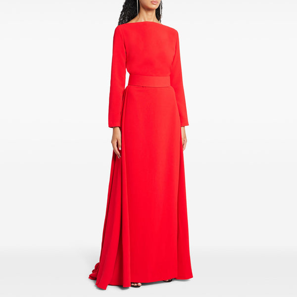 Red QAICE Long Sleeves Evening Dress Gown | i The Label  I The Label