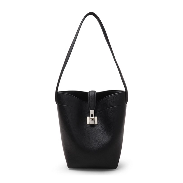 QAITV Metal Lock Bucket Bag