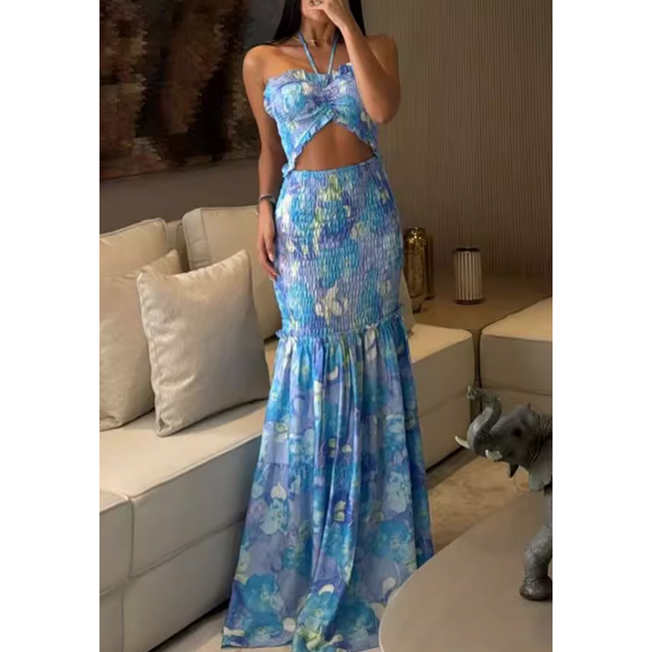 QUENT Cut Out Printed Maxi Dress