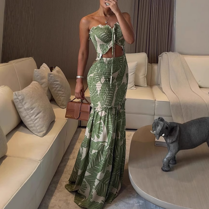 QUENT Cut Out Printed Maxi Dress