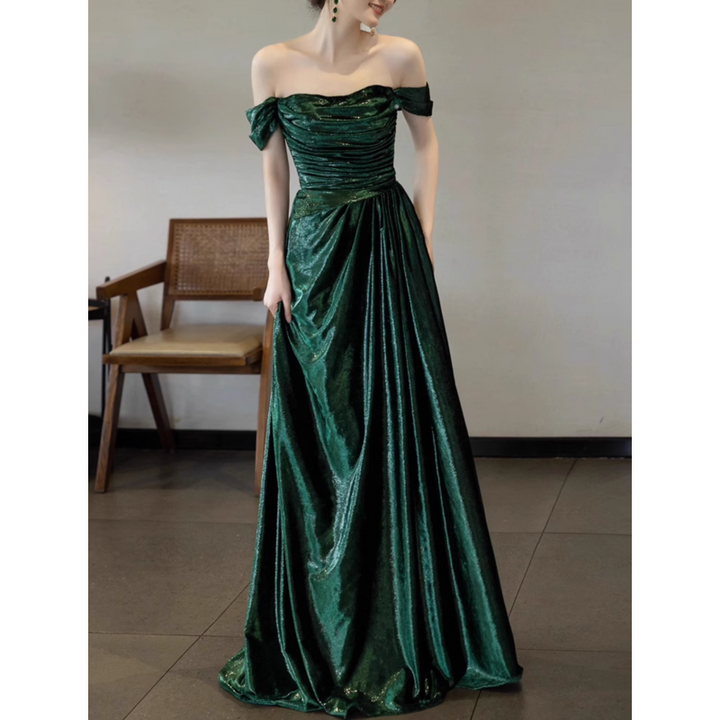 RAHIL Off-Shoulder Maxi Evening Dress Gown