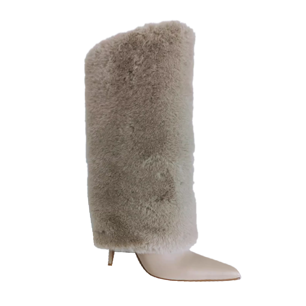 RAITU Leather And Fur Knee High Boots - 9cm