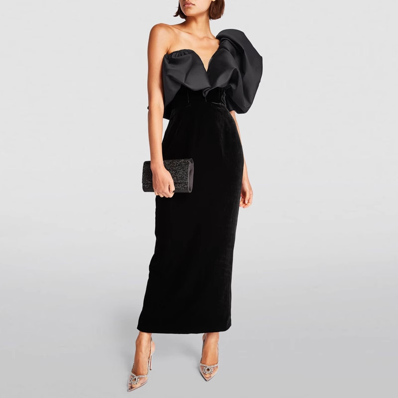 Black RAVUS Ruffled Evening Dress Gown | i The Label – I The Label