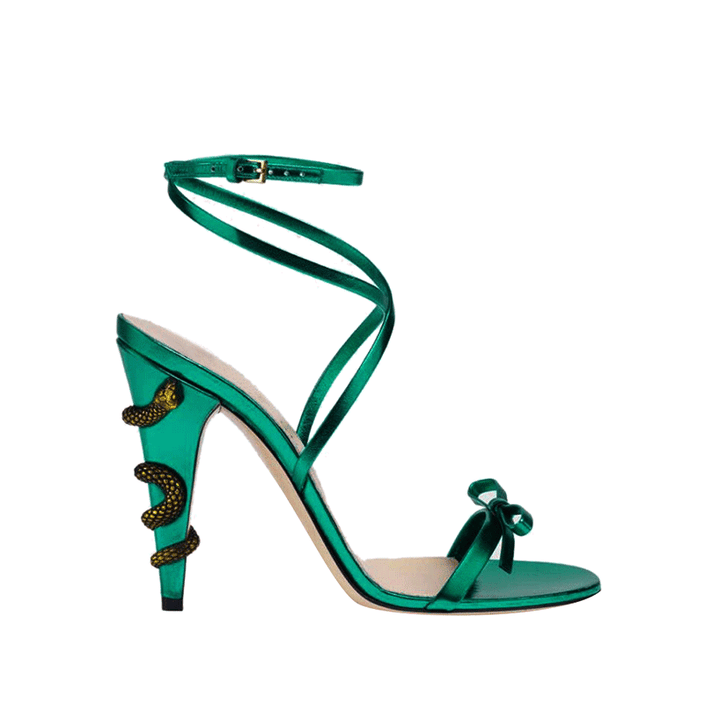 REAID Snake Embellished Ankle Strap High Heel Sandals