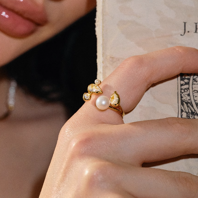 REFAO Diamante And Pearl Opening Ring