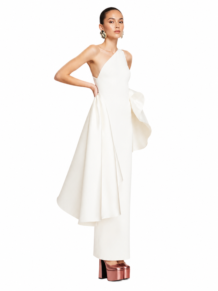 RELVO One-Shoulder Ruffled Evening Dress Gown