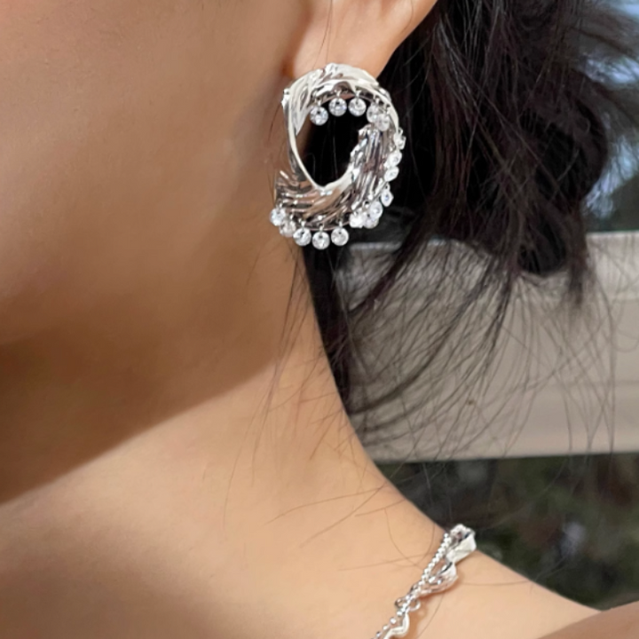 RINOK Diamante Fringed Earrings - Pair