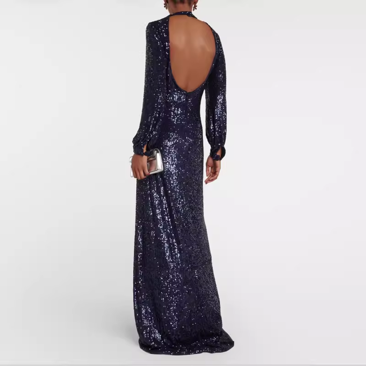 ROVKA Backless Maxi Evening Dress Gown