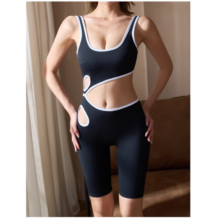 ROCLA Yoga Pilates Cut Out Fitted Bodysuit Activewear