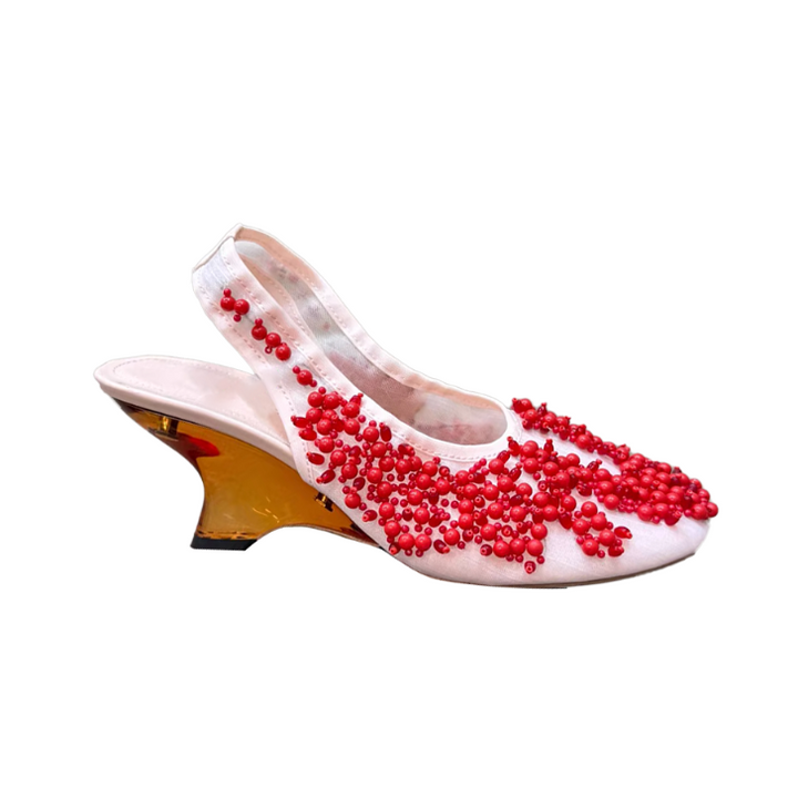 ROHET Beaded Wedged Heel Sandals