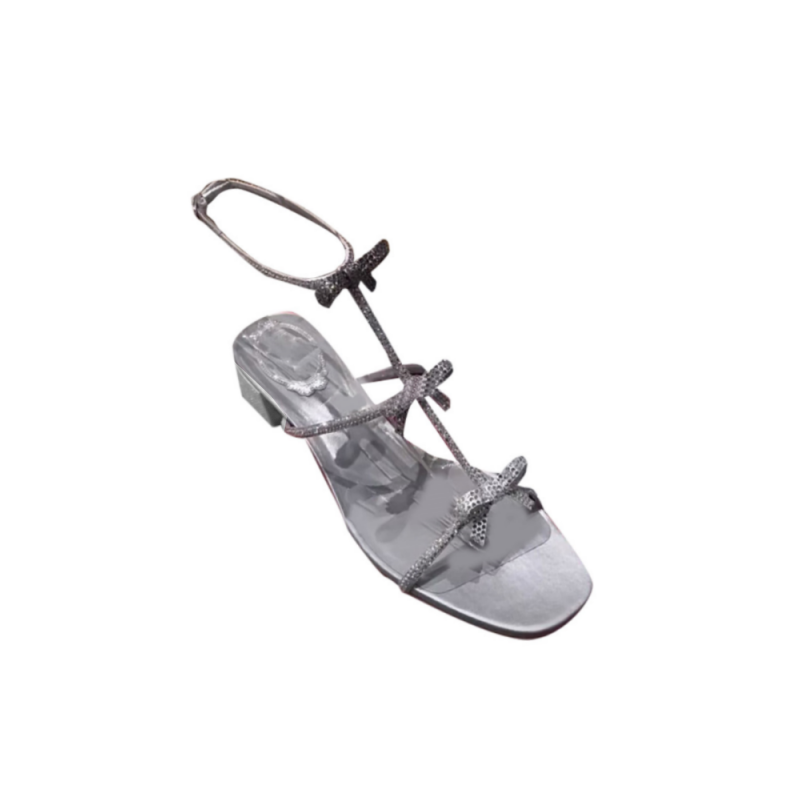 Silver Role Rotti Silver ROTTI Diamante Bow Flat Sandals| i The Label – I The Label