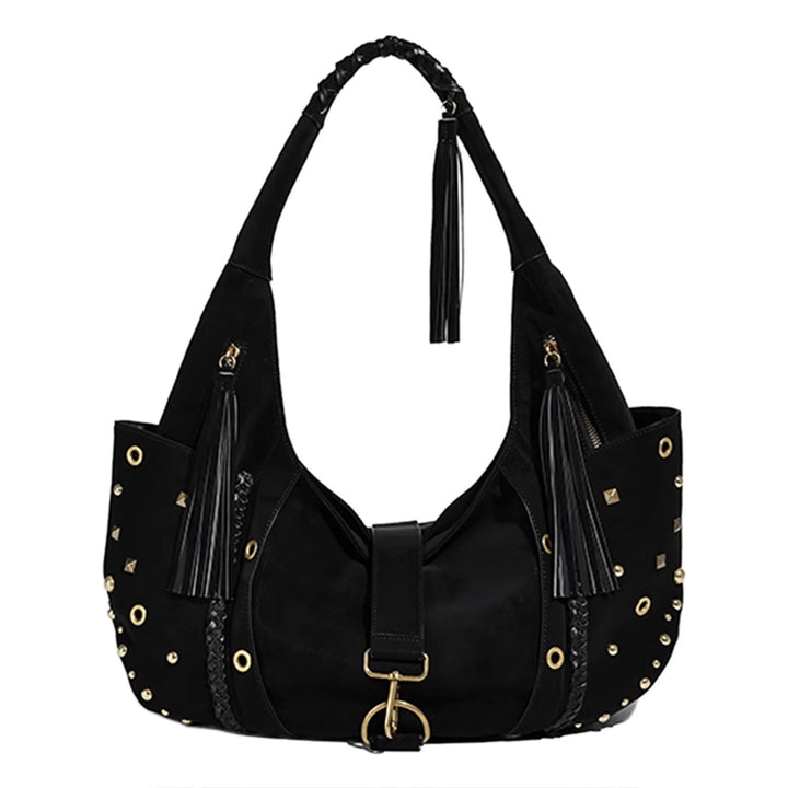 ROTVA Studded And Fringed Tote Bag