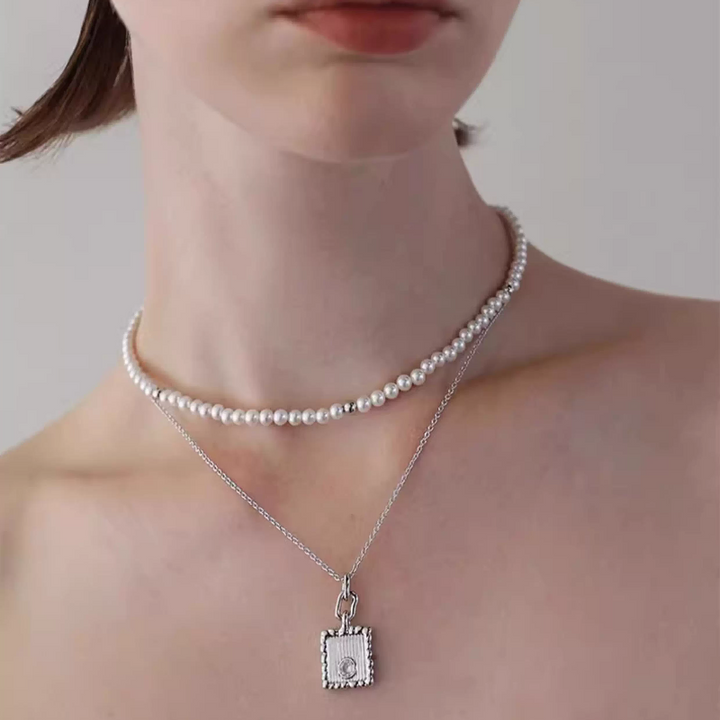 RUBVE Pearl And Square Necklace