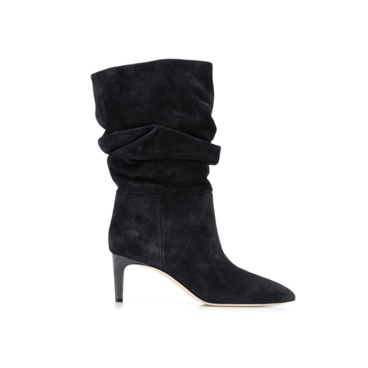 RUEFA Suede Mid Heel Ankle Boots