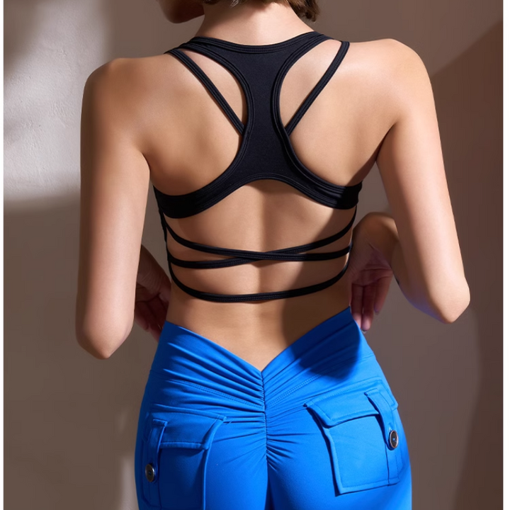 RUNVI Yoga Pilates Back Cross Fitted Sports Bra