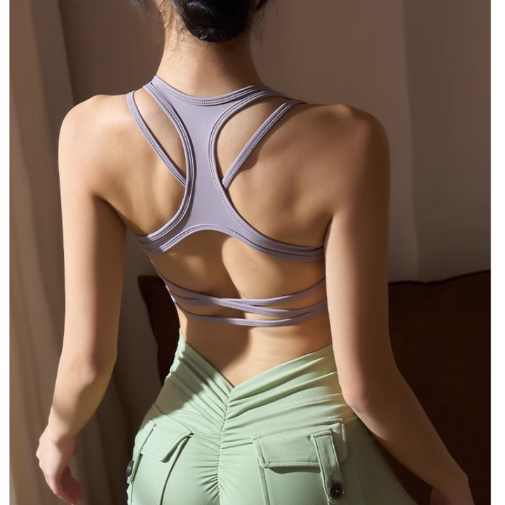 RUNVI Yoga Pilates Back Cross Fitted Sports Bra