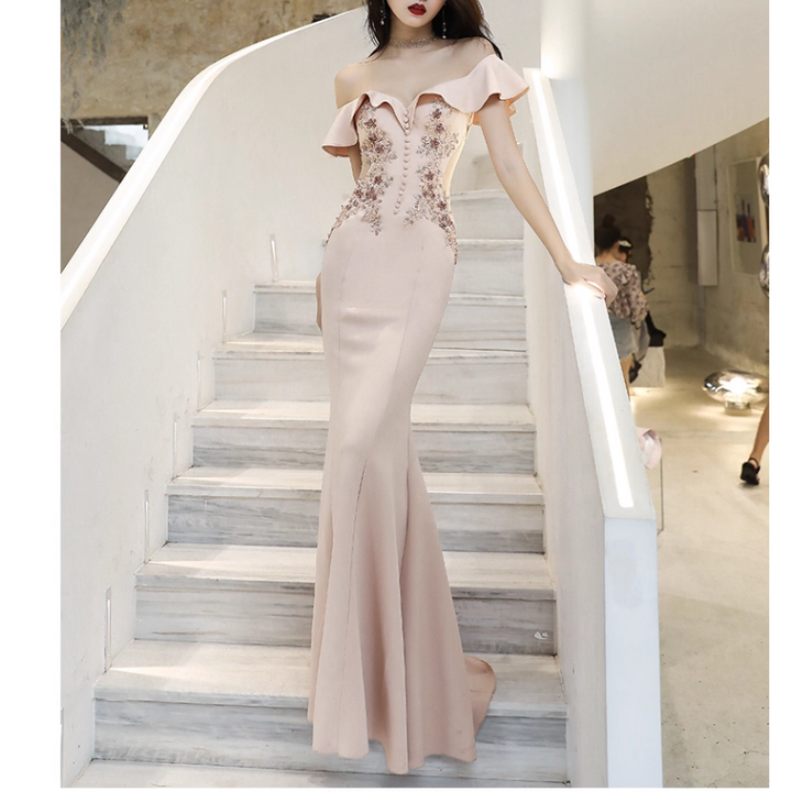 RUVCT Diamante Off-Shoulder Evening Dress Gown