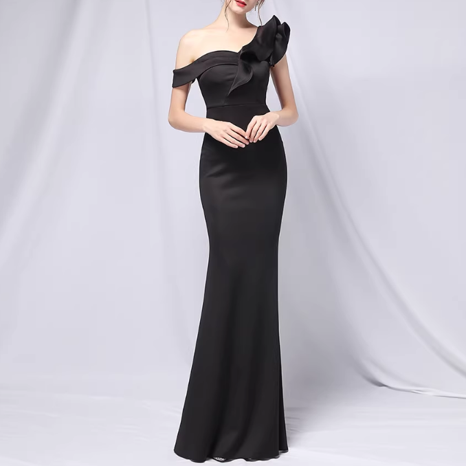 SACDA Ruffled Maxi Evening Dress Gown
