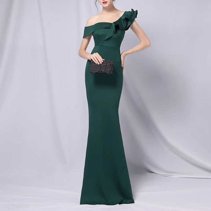 SACDA Ruffled Maxi Evening Dress Gown