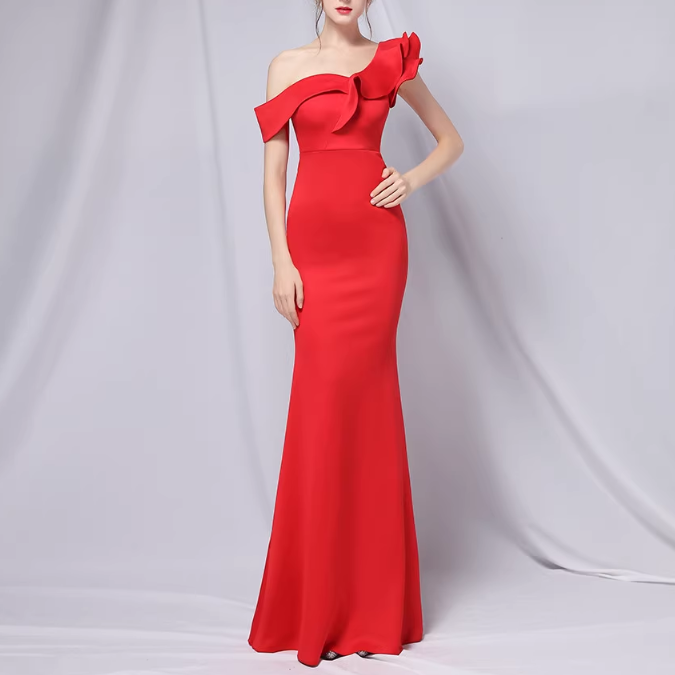 SACDA Ruffled Maxi Evening Dress Gown