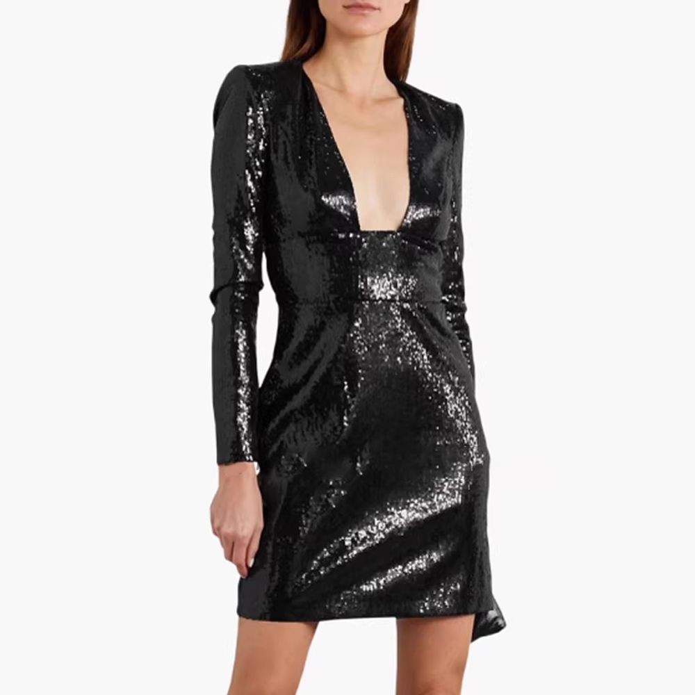 Valerie Deep V Neck Evening Dress in Black main image 0