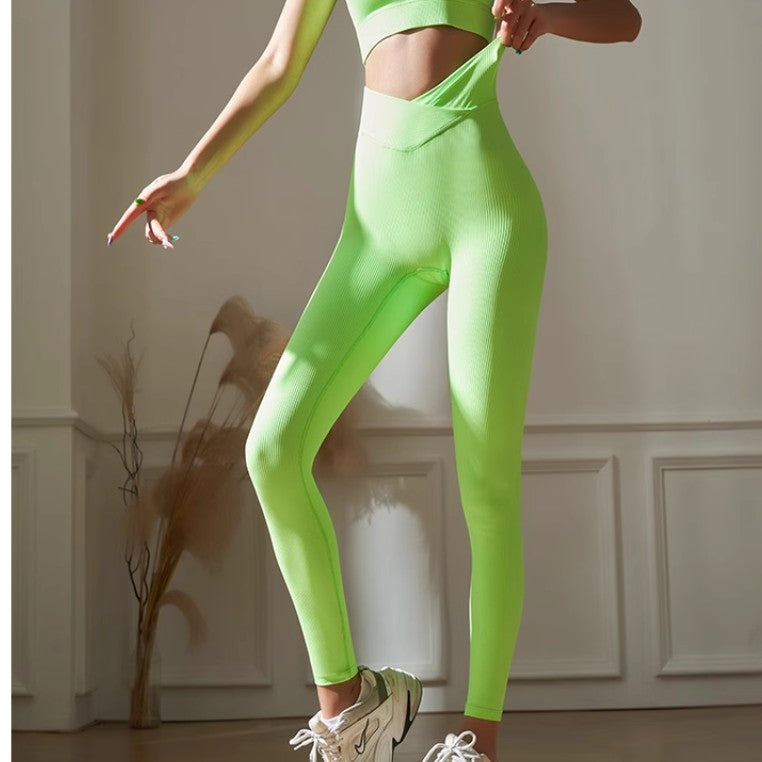 Green SAHRE Yoga Pilates Dri-Fit Fitted Stretch Leggings