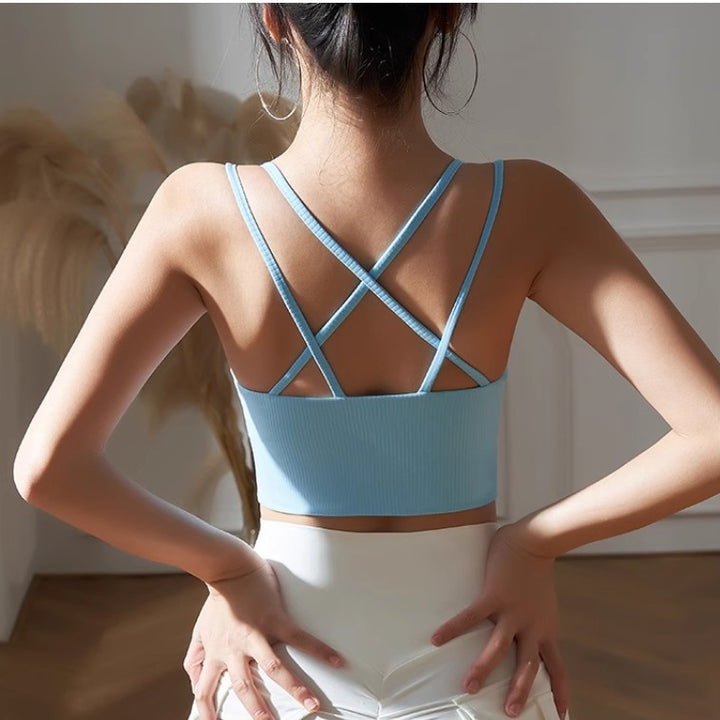 SAHUA Yoga Pilates Back Cross Fitted Sports Bra