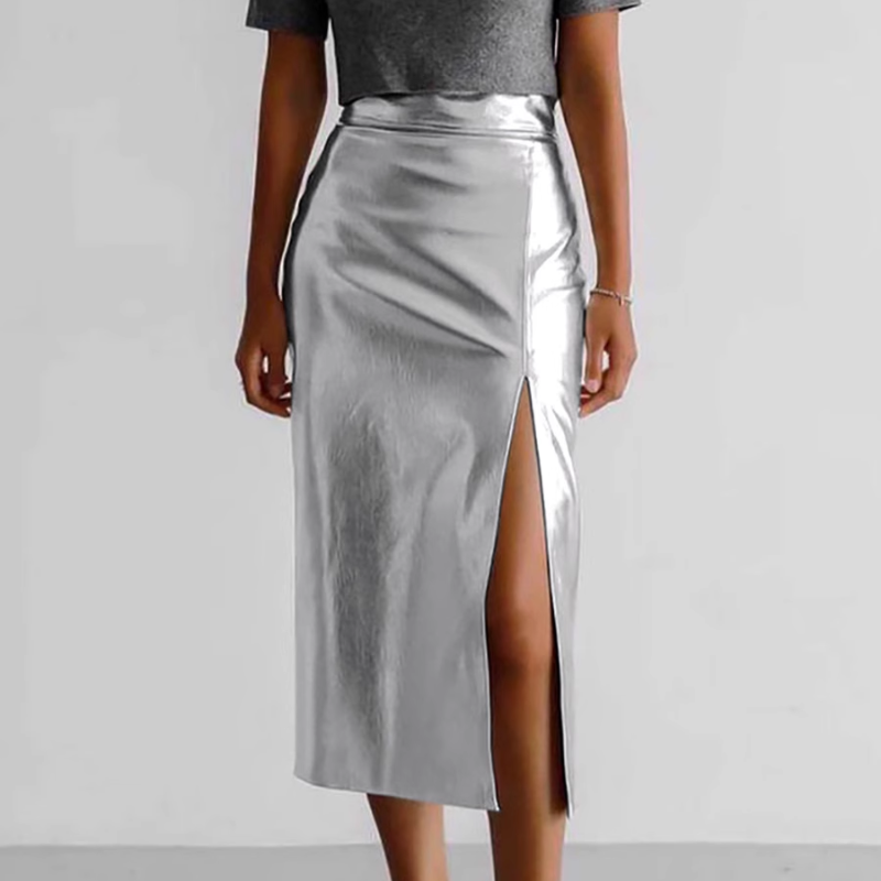 SARDE Leather Slip Skirt