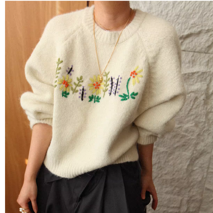 SAVTI Flower Embroidery Knitwear Sweater