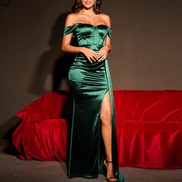 SEBRV Off-Shoulder Slip Evening Dress Gown