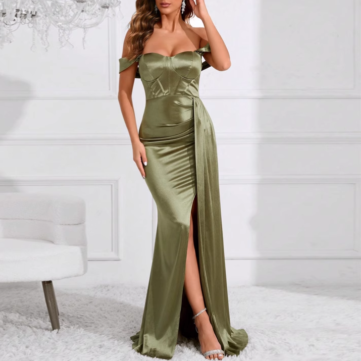 SEBRV Off-Shoulder Slip Evening Dress Gown
