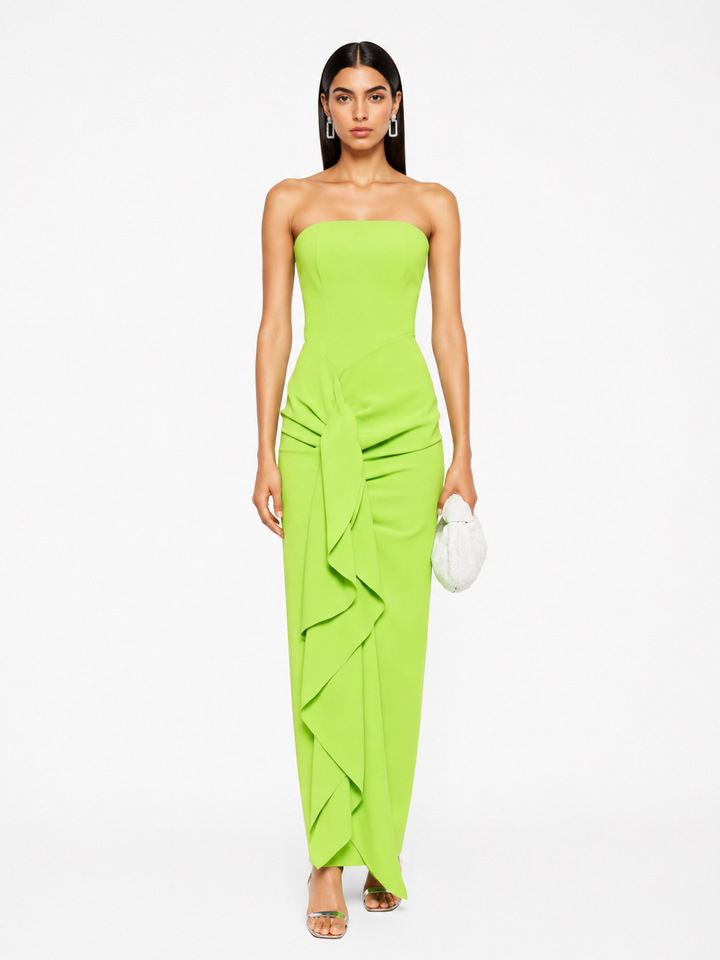 SECVR Ruffled Tube Evening Dress Gown