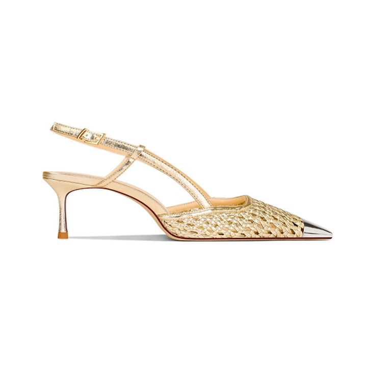 SETOL Metal-Plated Braided Mid Heel Sandals - 6cm
